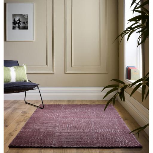 Origins Geometric Modern Squared Striped Hand Tufted Wool Berry Rug