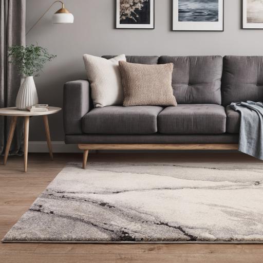Mirage Oasis Marbled Soft Plush Texture Modern Abstract Rug in Grey