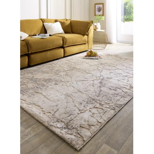 Calacatta Earth Natural Abstract Marbled Modern Rug by Origins