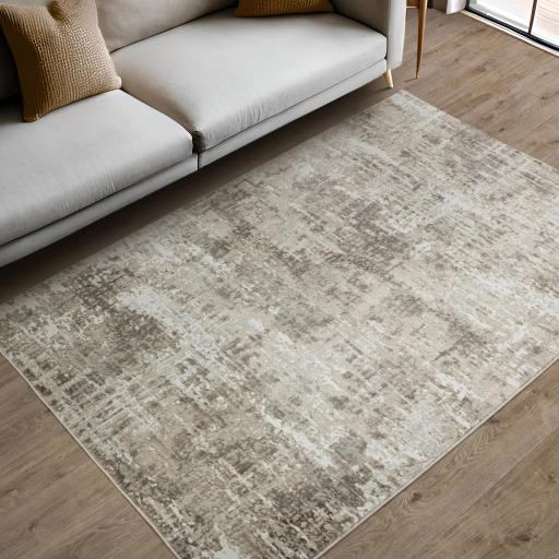 Stellar ST11 Modern Abstract Soft Silky Beige Natural Rug