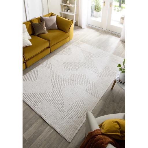White Sands Zen Cream Modern Scandi Geometric Lines Rug by Origins