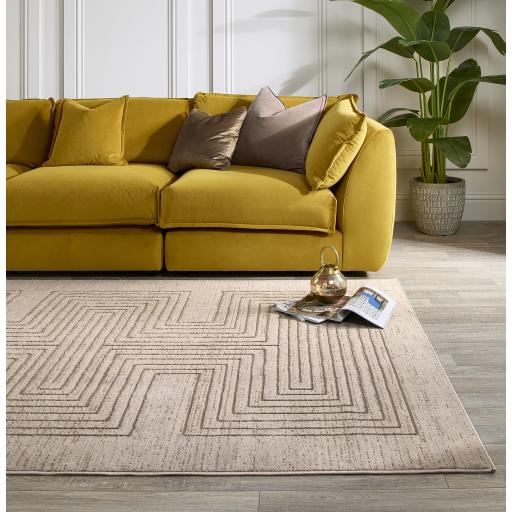 Calacatta Lines Natural Geometric Maze Rug by Origins