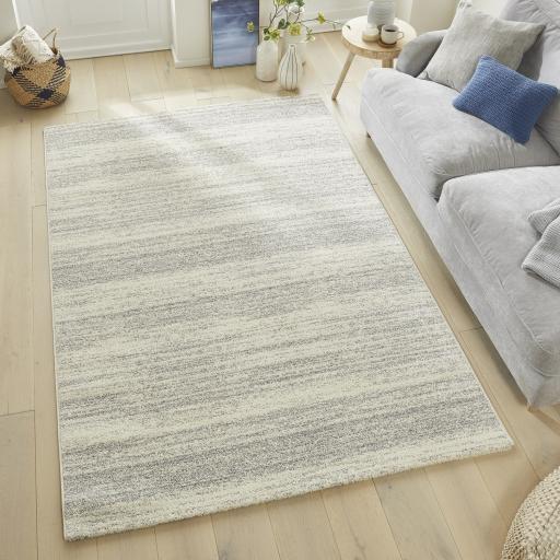 Somerset SOM101 Modern Abstract Soft Plush White Grey Rug