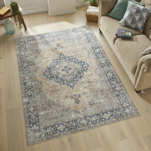 Liberty Classic Washable Non-Slip Traditional LIB205 Gold Rug