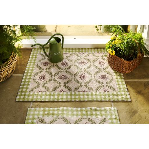 Hug Rug Beehive Green Doormat Soft Entryway Non Slip Rug or Entry Hall Runner
