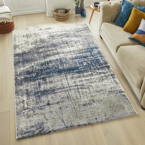 Somerset SOM102 Modern Abstract Soft Plush Blue Rug