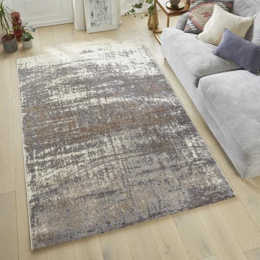 Somerset SOM102 Modern Abstract Soft Plush White Taupe Rug