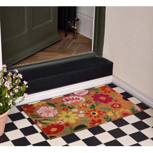 My Mat Printed Coir Doormat Bright Blooms 45X75 cm