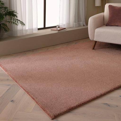 Como Shaggy Ultra Soft Silky Plush High Shine Modern Velvety Plain Rug in Marsala
