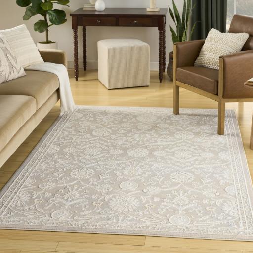 Isla ISL01 Traditional Vintage Modern Classic Floral Rug in Light Grey