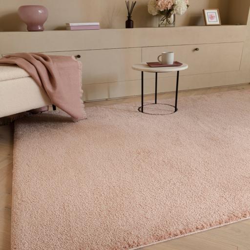 Como Shaggy Ultra Soft Silky Plush High Shine Modern Velvety Plain Rug in Pink