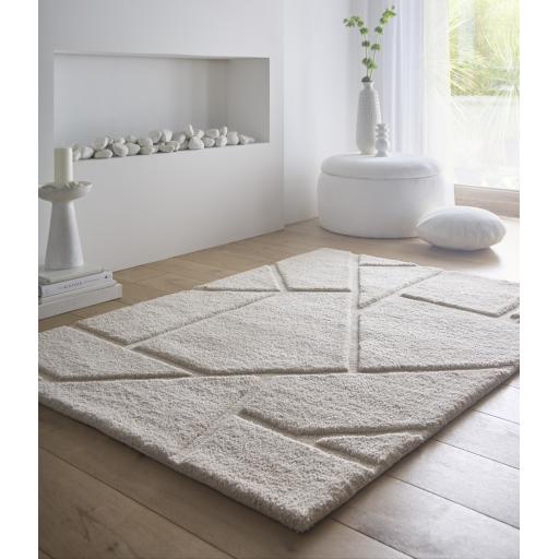 Stack Modern Contemporary Geometric Cream Rug