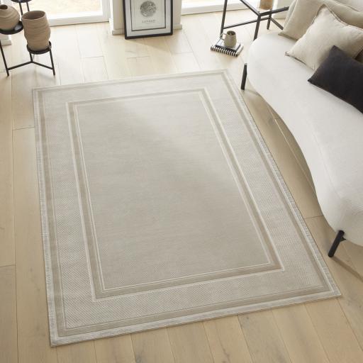 Olivia OLI101  Framed Border Rug in Cream Beige