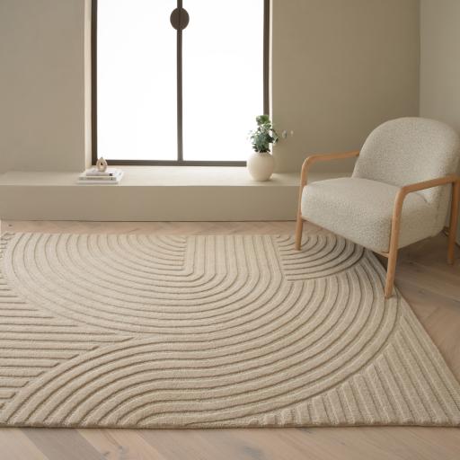 Hague Modern Hand Made Wool Rug in Sand