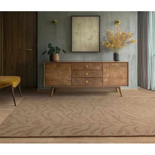 Tigra Hand Carved Wool Wild Safari Animal Pattern Mocha Rug