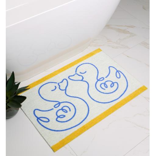 Dip & Drip Nylon Printed Non-Slip Washable Bathroom Linear Ducks 50x75 cm
