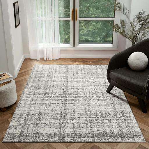 Petra Palmyra Modern Abstract Lines Grey Rug and Hall Runners