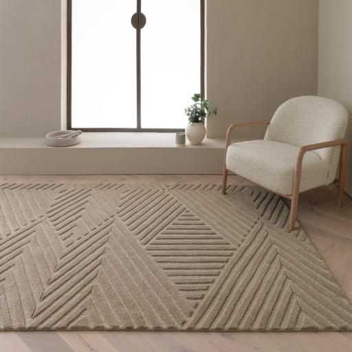 Hague Modern Hand Made Wool Rug in Taupe