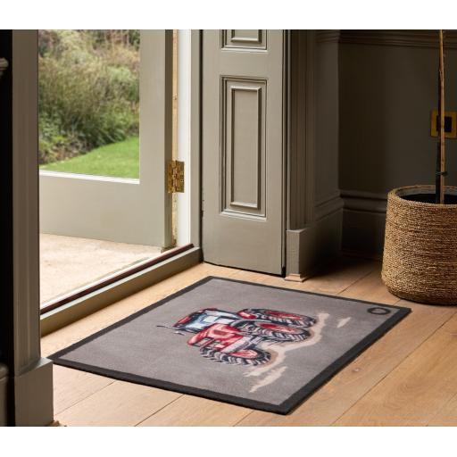 Hug Rug Red Farmyard Tractor Washable Door Mat Entry Kitchen Hall Rug