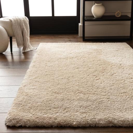 Opulence Natural Shaggy Luxurious Shine Plush Fluffy Soft Hand Tufted Plain Rug