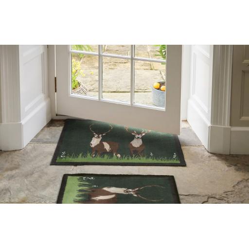 Hug Rug Green Deer Washable Door Mt Entry Kitchen Hall Rug