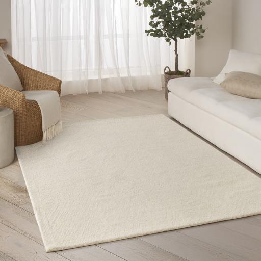 DKNY Pure Angles Hand Tufted 100% Wool ANG01 Linear Pattern Ivory Rug