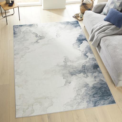 Liberty LIB112 Ivory Slate Washable Non-Slip Modern Rug