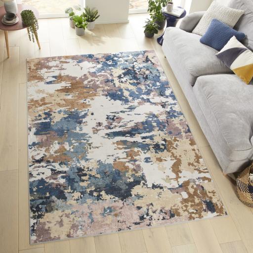 Liberty LIB110 Cobalt Multi Washable Non-Slip Modern Rug