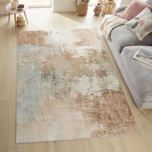 Liberty LIB105 Spring Rust Terra Washable Non-Slip Modern Rug
