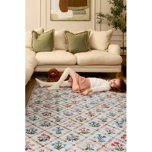 Hug Rug Eco-Washable Wildflower Patch Non-Slip Floral Rug