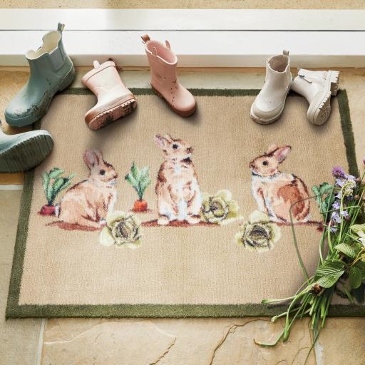 Hug Rug Allotment Bunnies Entrwway Washable Doormat or Hall Runner