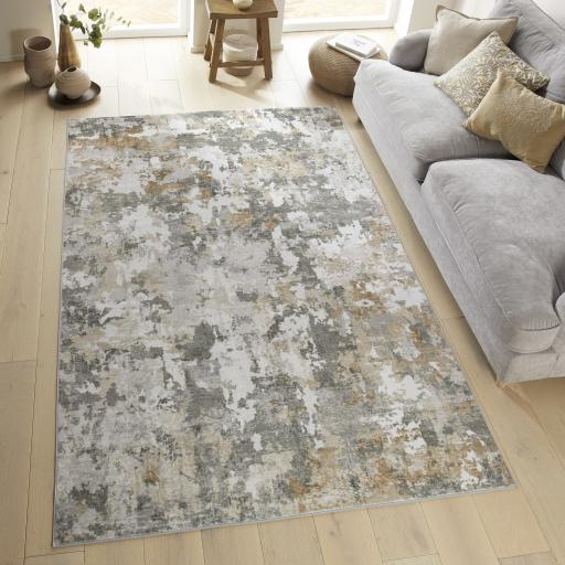 Liberty LIB106 Quarry Grey Multi Washable Non-Slip Modern Rug