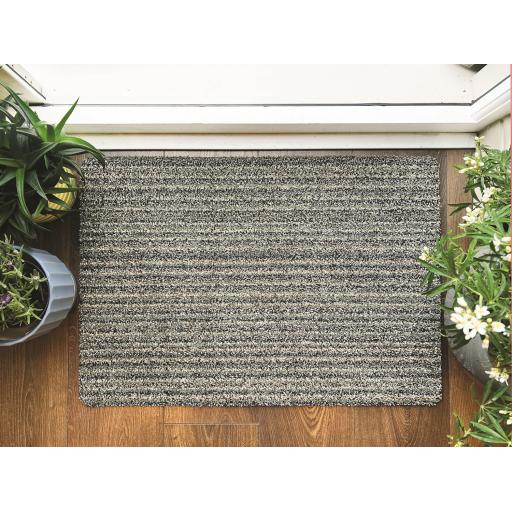 My Mat Cotton Candy Spice Striped Washable Floor Mat Home Entrance Rug in Sage Green