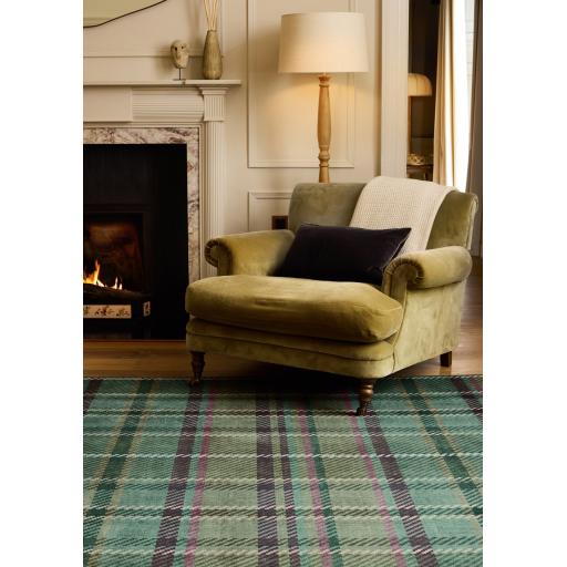 Hug Rug Eco-Washable Isla Plaid Emrerald Green Non-Slip Tartan Checked Rug