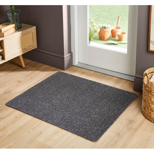 My Mat Cotton Candy Charcoal Striped Washable Floor Mat Home Entrance Rug in Grey