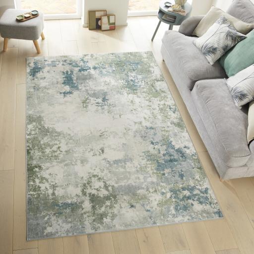 Liberty LIB109 Seafoam Green Blue Washable Non-Slip Modern Rug