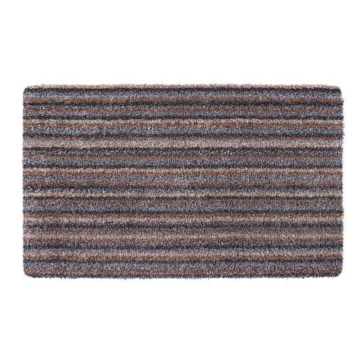 My Mat Cotton Candy Rock Striped Washable Floor Mat Home Entrance Rug in Grey Brown