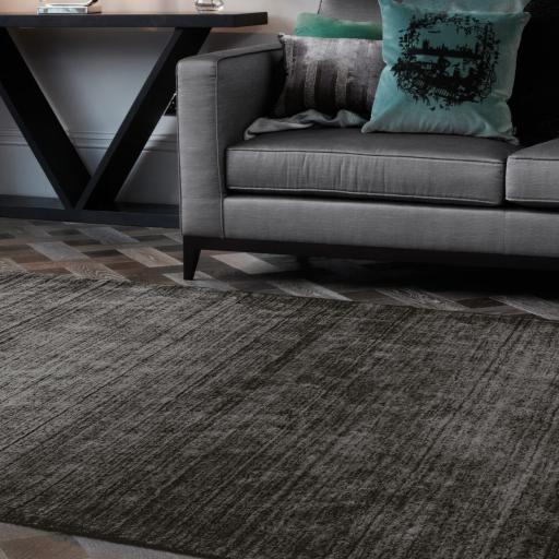 Linley Hand Woven Viscose Slate Plain Rug in 120 x 180  cm
