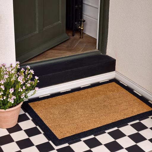 My Mat Printed Coir Border Black Doormat