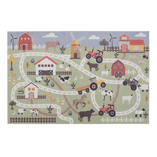 My Play Mat Farmyard Track Countryside for Kids Non-Slip Washable Rug in 100 x 150 cm