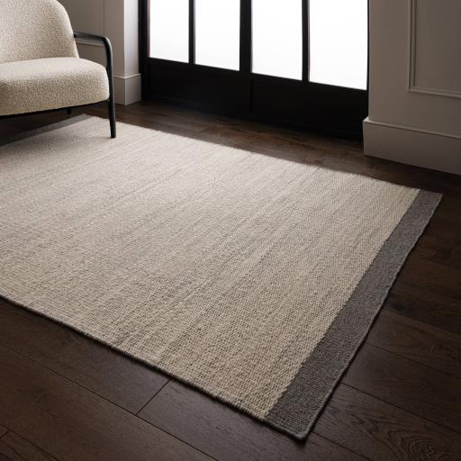 Lima Natural Weaves Hand-Woven Wool Rug with Grey Contrasting Edge