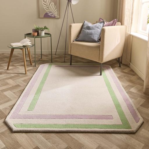 Origins Contour Hand-Carved Wool Gem Design Lavender & Green Rug
