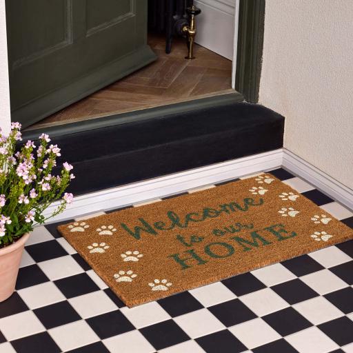 My Mat Printed Coir Welcome Paws Doormat in  45 x 75 cm