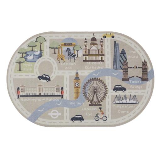 My Play Mat London Landmarks for Kids Non-Slip Washable Rug in 100 x 150 cm