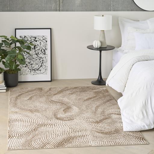 DKNY Central Park West DK001 Modern Abstract Beige Brown Rug