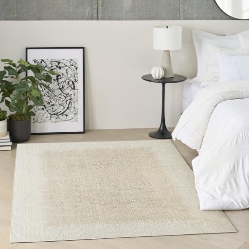 Grand Street GRN03 Modern Abstract Silky Ivory Beige Rug by DKNY