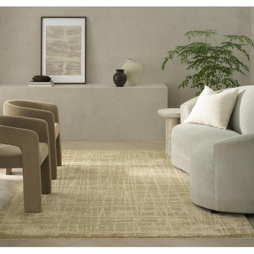 Calvin Klein Latitude Abstract Shimmer LTD01 Taupe Rug with Fringe