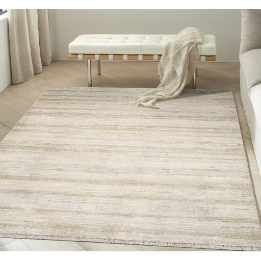 Calvin Klein Drift DRF02 Modern Abstract Striated Pattern Sand Beige Rug