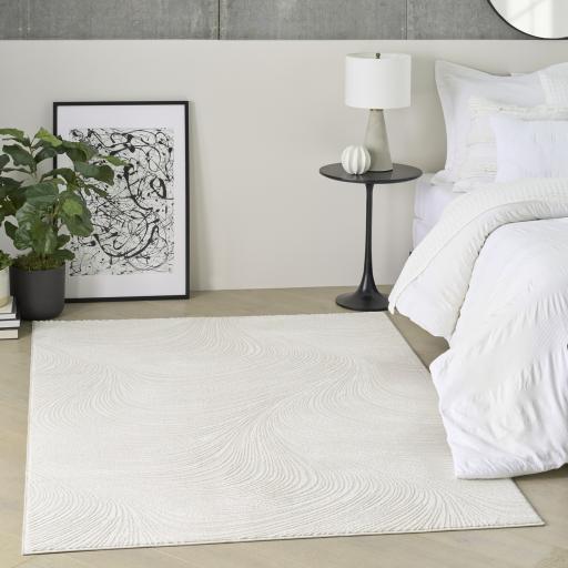 DKNY Central Park West CEP02 Modern Abstract Swirl Pattern Ivory Rug