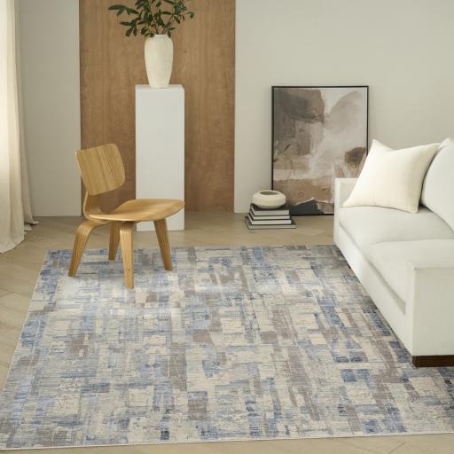 Calvin Klein Drift DRF04 Modern Abstract Pattern Blue Beige Rug